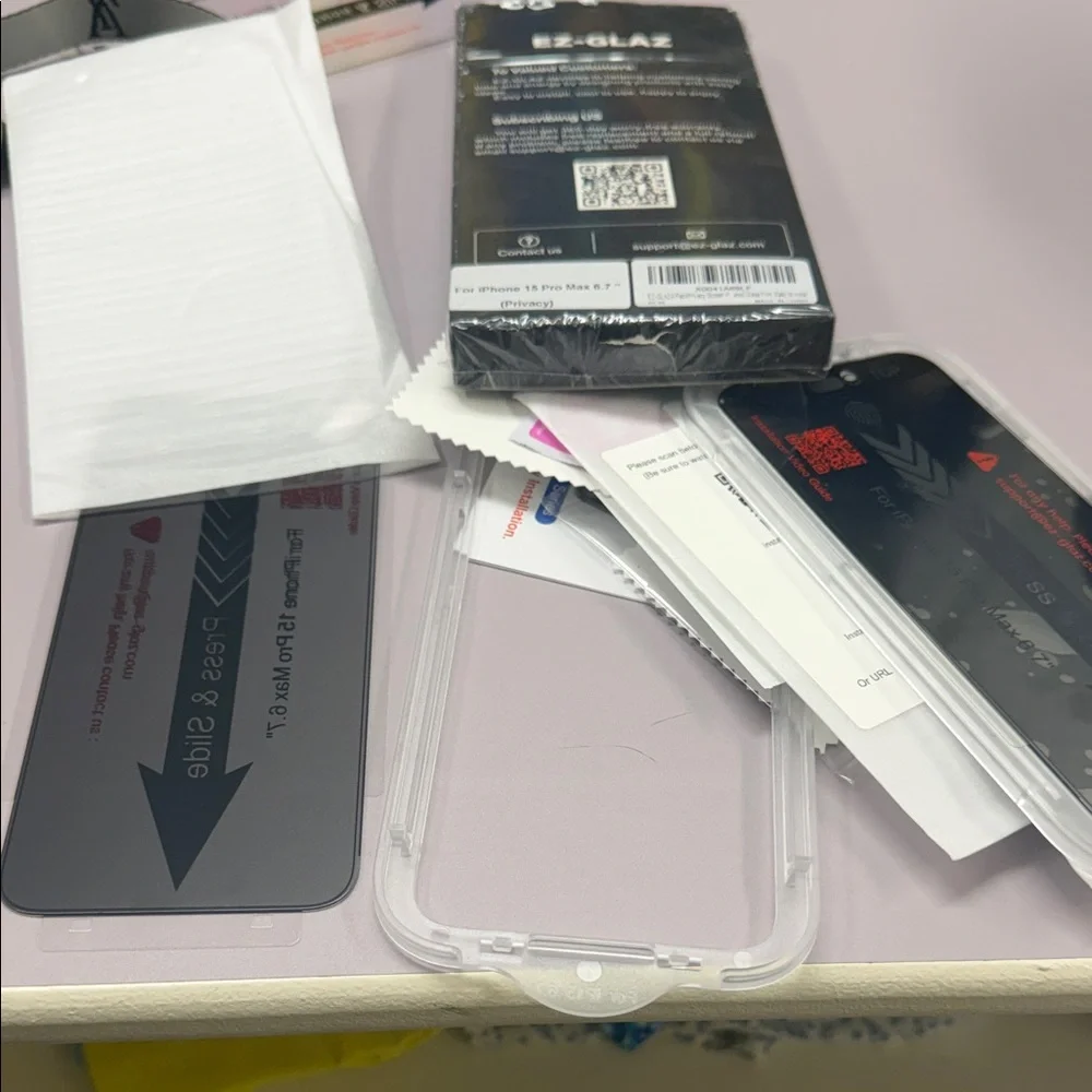 Set of 2. iPhone 15 Promax Privacy Screen protectors with installation kit.